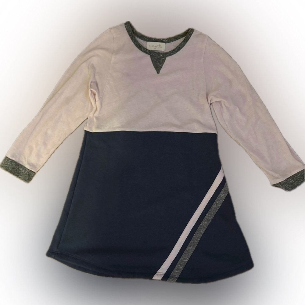 Miki miette girls navy and pink stripe dress size 6 in excellent condition